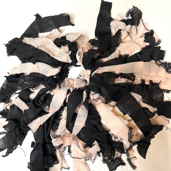 Cream Black Fringe Hair Tie Mummy Halloween Costume Ghost Dead Bride Dreadfalls - Picture 4 of 6